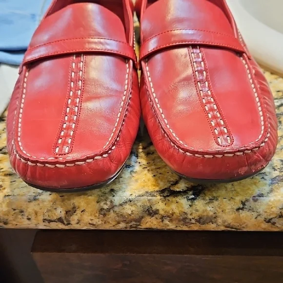 Cole Haan Red Leather Loafers - Picture 3 of 6